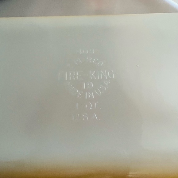 VINTAGE Fire King Peach Swirl Irrgdescant Loaf Pan - Picture 5 of 6